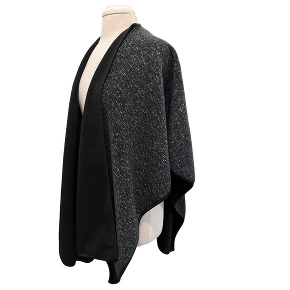 Ike Behar black and gray open front cape /shawl one size - Picture 2 of 6